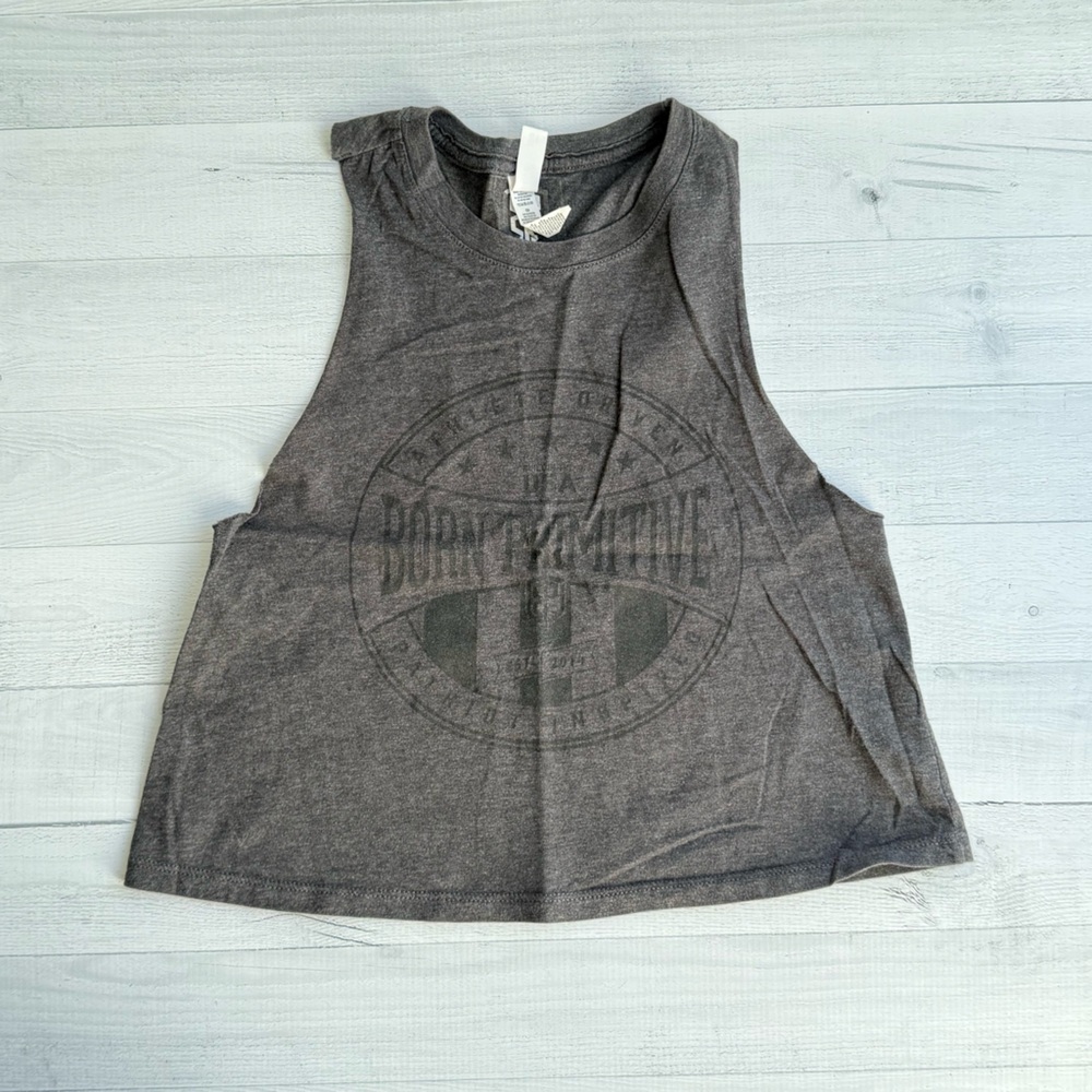 RARE Born Primitive Dark Heather Grey Crop Sleeveless Top Size S